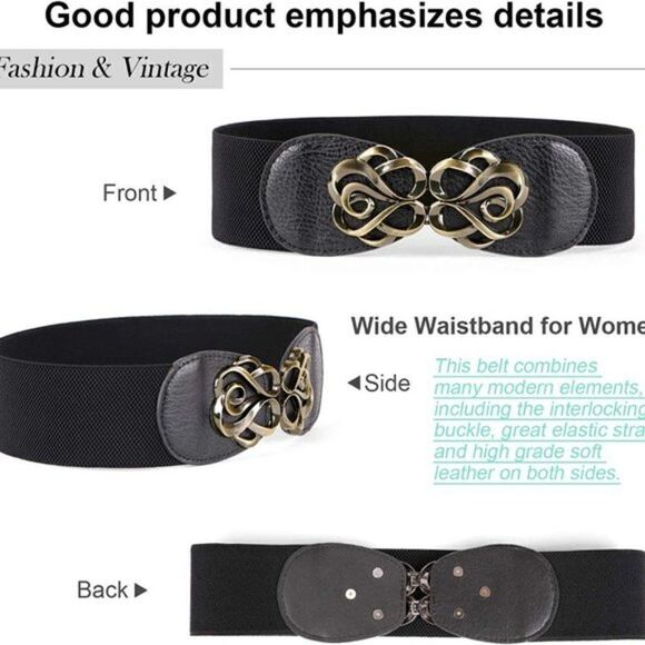 New Women Stretchy Belt for Dresses Vintage Elastic - Picture 4 of 7